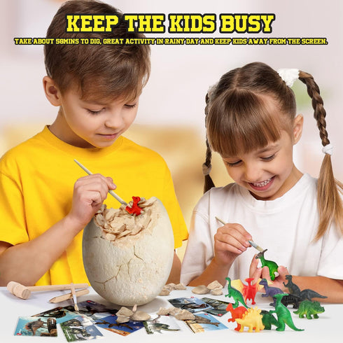 XXTOYS Dino Egg Dig Kit, Unearth Jumbo Dino Egg with 12 Different Dinosaur Toys, Educational STEM Toys for Kids 5-7