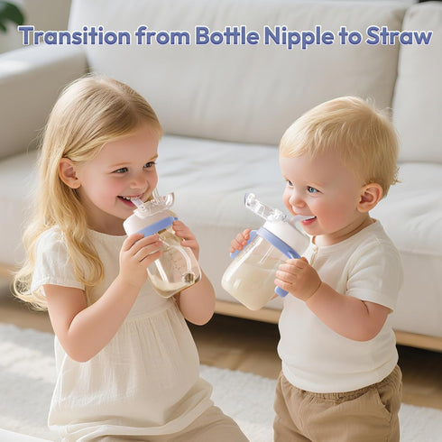 1-3 10floz NCVI PPSU Milk Straw Sippy Cup Spill Proof for Toddlers Years Old, Lightweight Baby Training Water Bottle