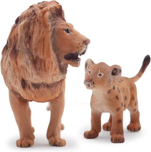Gemini&Genius 2Pcs Lion Toys for Kids, Safari Lion Animal Toy Figures, Wildlife Family Lions Action Figures, Great for Educational Toys, Party Favors, School Projects, Cake Toppers for Kids