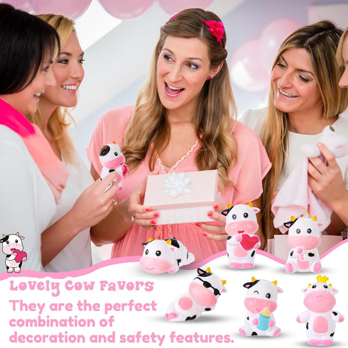 36 Swimming Jenaai Pcs Cute Rubber Cows Bulk Squeak Floating Cow for Kids Bath Toys Rubber Animals Shower Bathtub Toy