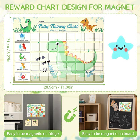 khlerox 40 Potty Training Chart for Toddlers with Reusable Magnetic Star Stickers, Interactive Reward Chart for Toilet