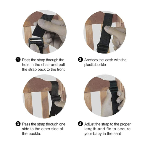 Adjustable 5 Point Harness Seat Belt for Baby, Full Protection Security Harness for High Chair and Pushchair, Black