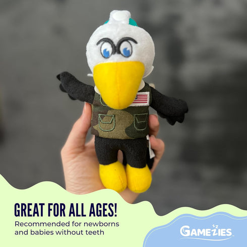 Sammy Gamezies Baby Boy and Girl Silicone Pacifier with Detachable Plush Toy Holder, The Eagle Veteran