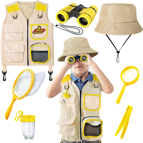 Kids Explore Kit & Bug Catcher Kit - Outdoor Exploration Set with Safari Vest & Hat, Ideal Camping Toys