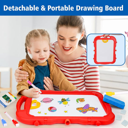 2-4 2 3 4 Kids Easel for Toddlers Age Art Magnetic White Board & Chalkboard Double Side Adjustable Stand Drawing