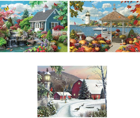 Set 500 18" 24" Bits and Pieces Value of Three Large Piece Jigsaw Puzzles for Adults Nature Jigsaw Puzzles by Artist