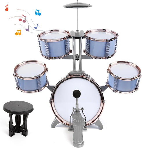M SANMERSEN Kids Jazz Drum Set - 5 Drums with Stool -