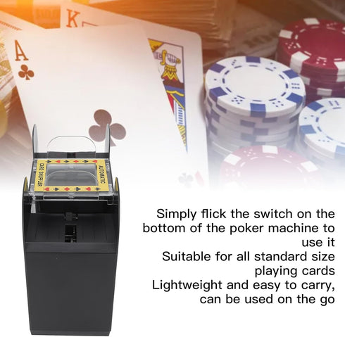 Automatic Card Shuffler, 1-6 Deck Battery Powered Machine, Lower Noise Electric Poker Shuffler for Home