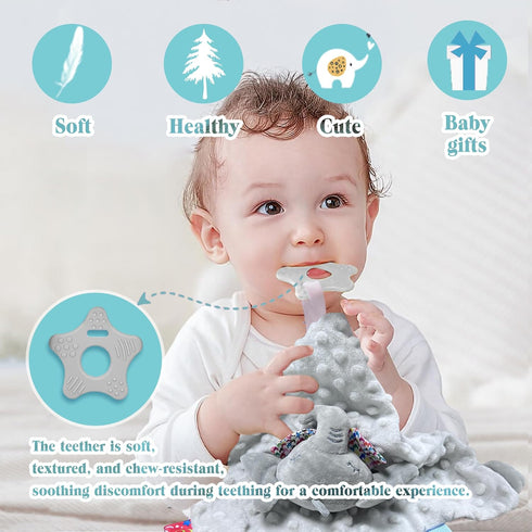 Elephant Baby Lovey, Unisex Newborn Security Blanket for Boys and Girls, Soft Lovie Baby Gifts, Grey
