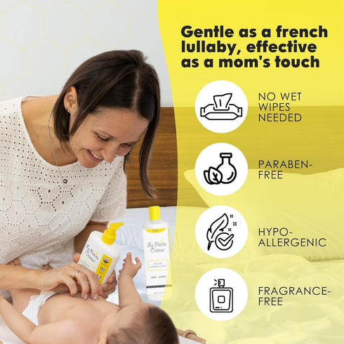 French Premium Diapering Lotion - Gentle Moisturizer & Skin Cleanser, Diaper Cream Alternative (20 oz)