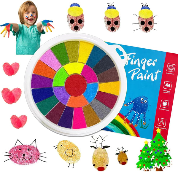 25 Color Book Finger Painting Kit Drawing Toys,Album Educational Tool Kit,Washable Children's