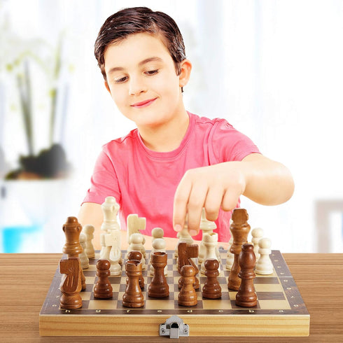 80 Pieces Wooden Checkers - Handcrafted Chess with Drawstring Storage Pouch, Classic Game Set