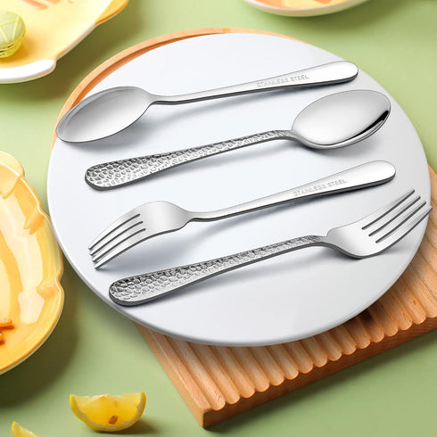 LIANYU 14-Piece Kids Silverware Set, Stainless Steel Toddler Utensils, Dishwasher Safe