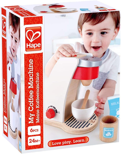 Set Set 3 Hape Wooden White Coffee Maker Kitchen with Accessories| Pretend Play Toy for Kids Ages Years & Up