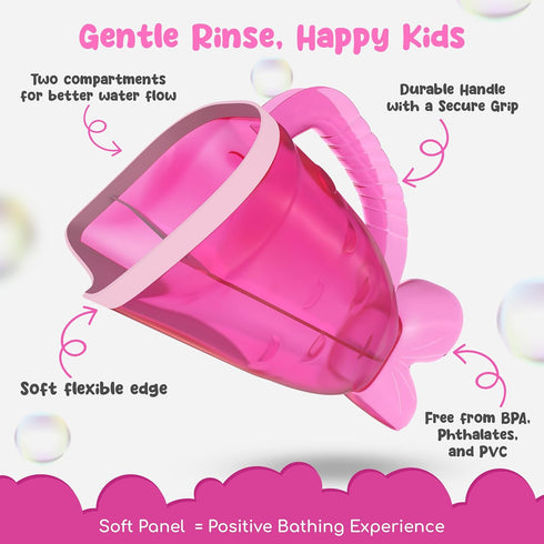 Pink Baby Rinser Cup and Bath Pail - Non-Toxic, BPA-Free, Tear-Free Bathing Accessory for Kids