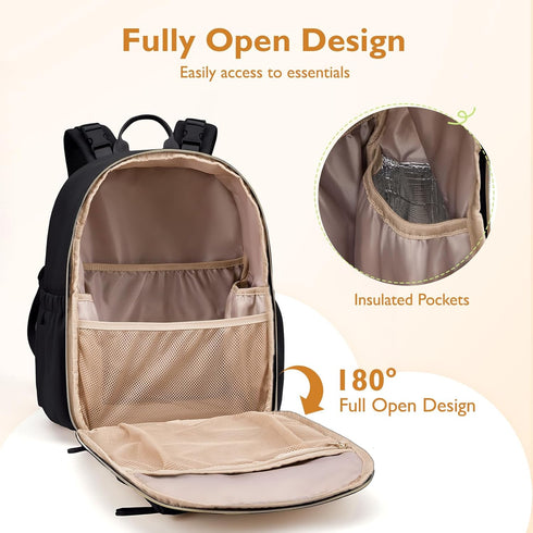 mommore Neoprene Mini Diaper Bag Backpack for Newborn, Small Travel Baby Bag with Insulated Pockets