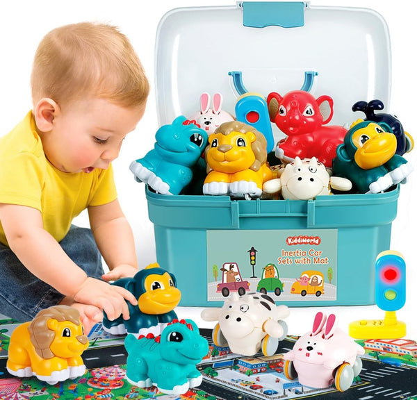 Kiddiworld Animal Car Toys for 1 Year Old Boy Gifts: Mini Trucks with
