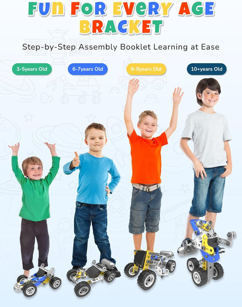 STEM Toys for Boys Age 5-8, 10 in 1 Electric Building Toys for Kids, Educational Racing Construction Kit