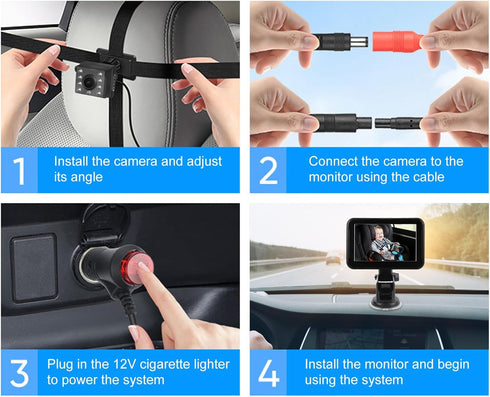 Pomya 1080P, 5 Inch 150 360 Baby Car Camera HD Display for Rear Facing Car Seats, Baby Monitor with IR Night Vision