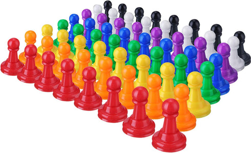 Zonon 64 Pcs Multicolor Plastic Pawn Chess Pieces, 1 Inch Tabletop Bulk