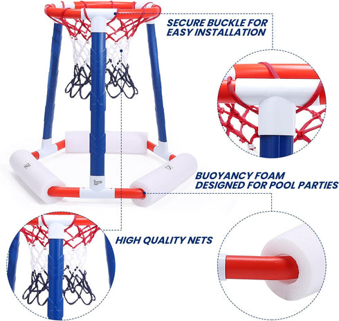 EagleStone Pool Basketball Hoop, Floating Inflatable Pool Basketball Games with 2 Pool Balls and Pump