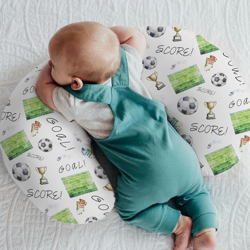 Watercolor Soccer Game Baby Nursing Pillow Covers for Boy Girl Fun Soccer Lovers Nursing Pillow Slipcovers
