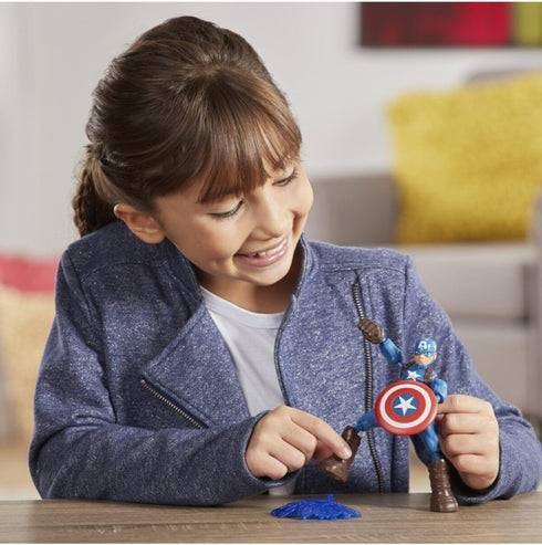 Avengers Marvel Bend and Flex Action Figure Toy, 6-Inch Captain America, Includes Blast Accessory
