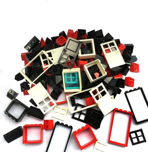 161 Pieces Education Building Bricks Block Windows, Doors and Roof Tiles Set - Comptible Major Brands