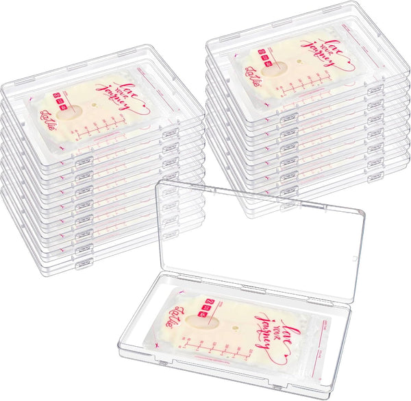 GRETJOB 16 Pcs Clear Flat Breast Milk Freezer Storage Organizer, Space Saving Breastmilk