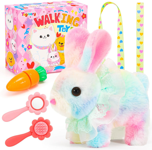Tagitary Plush Toys Hopping Easter Bunny Stuffed Animal - Sounds, Wiggling Ears, Jumping - Birthday Gift for Kids