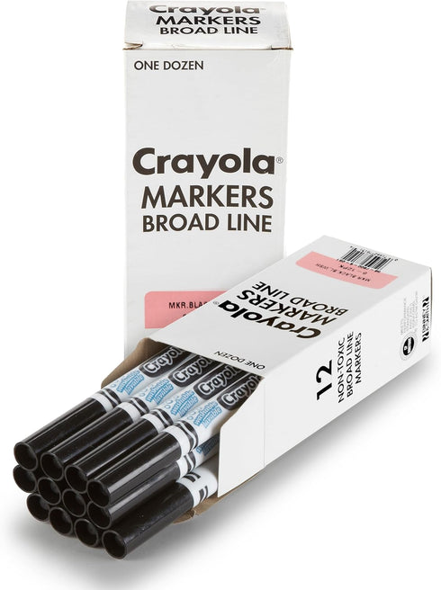 Crayola Washable Markers - Black (12ct), Kids Broad Line Markers for Classrooms & Teachers