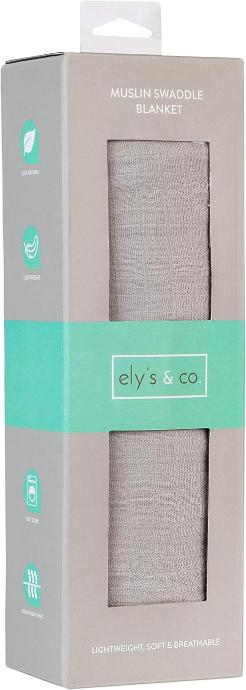 Ely's & Co. Cotton Muslin Swaddle Blanket 1-Pack for Baby Boy or Girl, 100% Cotton Extra-Large (47” x 47”)