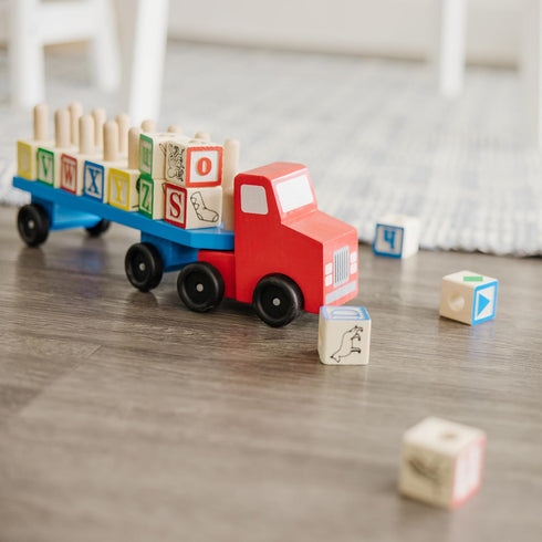 Melissa & Doug Educational Toy Wooden Truck Alphabet Blocks