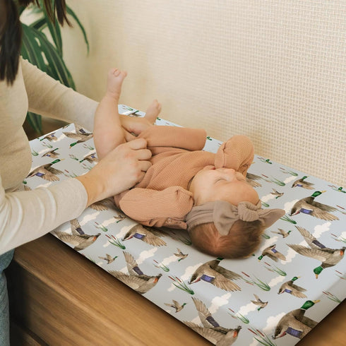 Duck Hunting Mallard Hunter Changing Pad Cover for Baby Boys, Soft Stretchy Diaper Change Table Sheets, 32"/34" x 16"