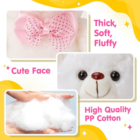 BSTAOFY Light up Mother's Day White Teddy Bear, 8" LED Stuffed Animal Soft Nightlight Glow Bear