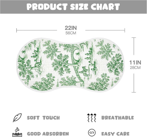 decor gift Countryside 4 Pack 22x11in Cotton Large Burp Cloths for Baby Breathable Euoproean Green Baby Feeding Cloth