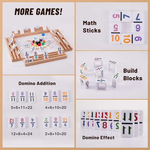 Set 12 91 9 4 2-8 8+ PUREPLAY Mexican Train Dominoes with Numbers - Double Colored Number Dominoes - Tiles, Trains
