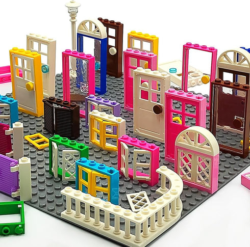 110 Pieces Doors, Windows, Fences and Light MOC Creative Building Block Toys Set for Kids Age 6-12 Years