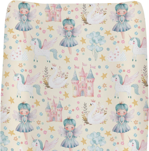 ZoUbqchY Watercolor Fairies Yellow Changing Pad Covers for Baby Girls Boys Pastel Princess