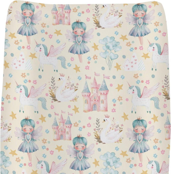 ZoUbqchY Watercolor Fairies Yellow Changing Pad Covers for Baby Girls Boys Pastel Princess