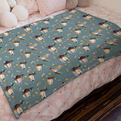 Vintage Duck Hunting Baby Blanket - Soft Swaddle Blanket for Boy Girl, Mallard Ducks Flannel Receiving Blanket