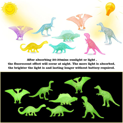 78pcs Set, OuMuaMua Glow in the Dark Dinosaur Toys Mini Plastic Realistic Dinosaur Figures Glow Toys for Kids Goody Bag