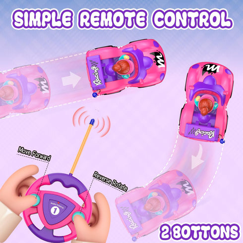 1-3, 3 2-4 Elovien Remote Control Car for Toddlers RC Race Toys for Year Old Girl, Radio Controlled Car with Lights