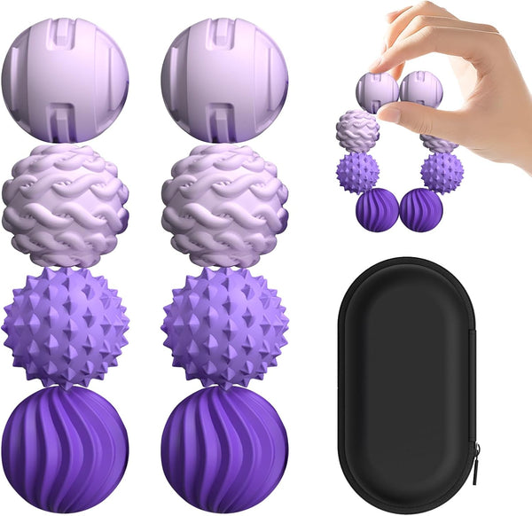 XYOFUN 8Pcs Silicone Magnetic Fidget Toys, Silicone Sensory Ball, Textured Sensory Stress