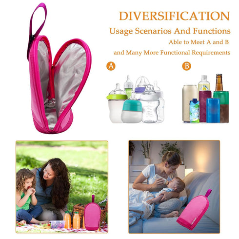 JOFOL BABE Breastmilk Cooler Bag - Insulated Baby Bottle Travel Bag for Daycare (Two Pieces, Red)