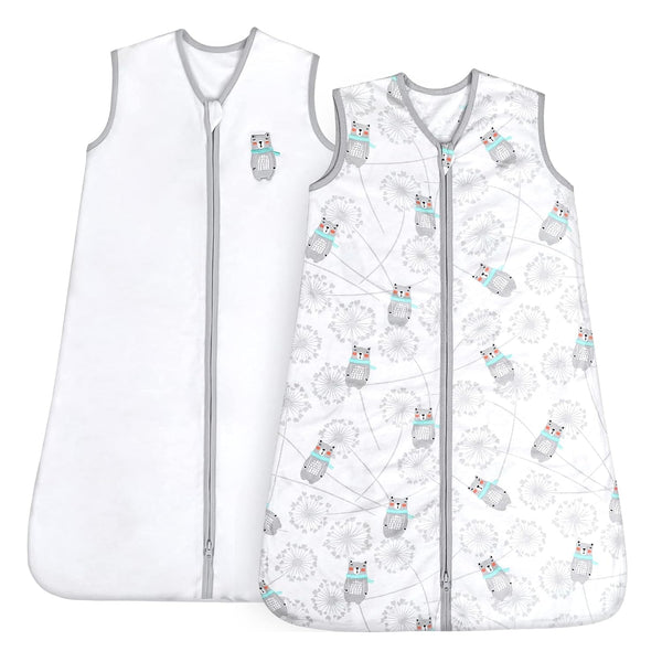 TILLYOU Sleep Sack 12-18 Months - 0.5 TOG Baby Wearable Blanket with 2-Way Zipper, 2 Pack, Bear & Dandelion