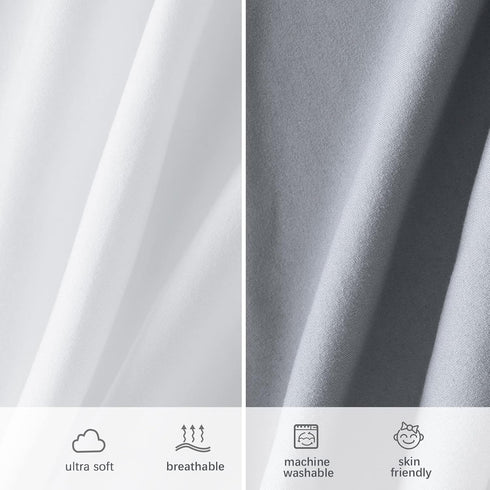 Set 4 of Mini Crib Sheets in Grey, Navy, and White - Soft Microfiber for Boys and Girls