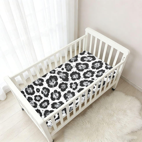 CZXW 52" 28" Gray Leopard Pattern Crib Sheets Fitted x Natural Cotton Soft & Breathable for Baby Crib Mattress