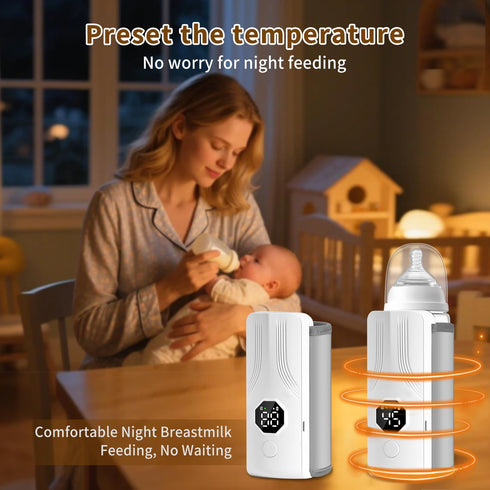 Portable Bottle Warmer for Travel, Fast Heating,Long Battery Life & Large Capacity for Baby Outdoor Travel and Various