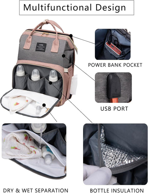 Backpack houscly Diaper Bag with Changing Station: Pink Baby Bags for Girls Boys New Mom Gifts Paaleras Para Bebe Baby